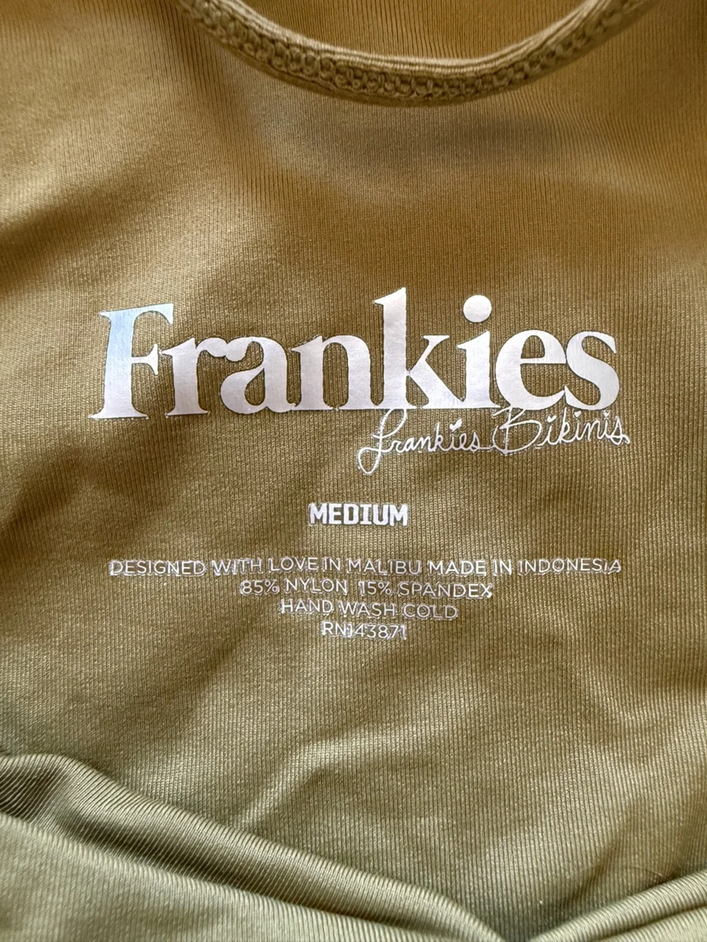 Frankie's Bikinis Olive Green Logo Swimsuit